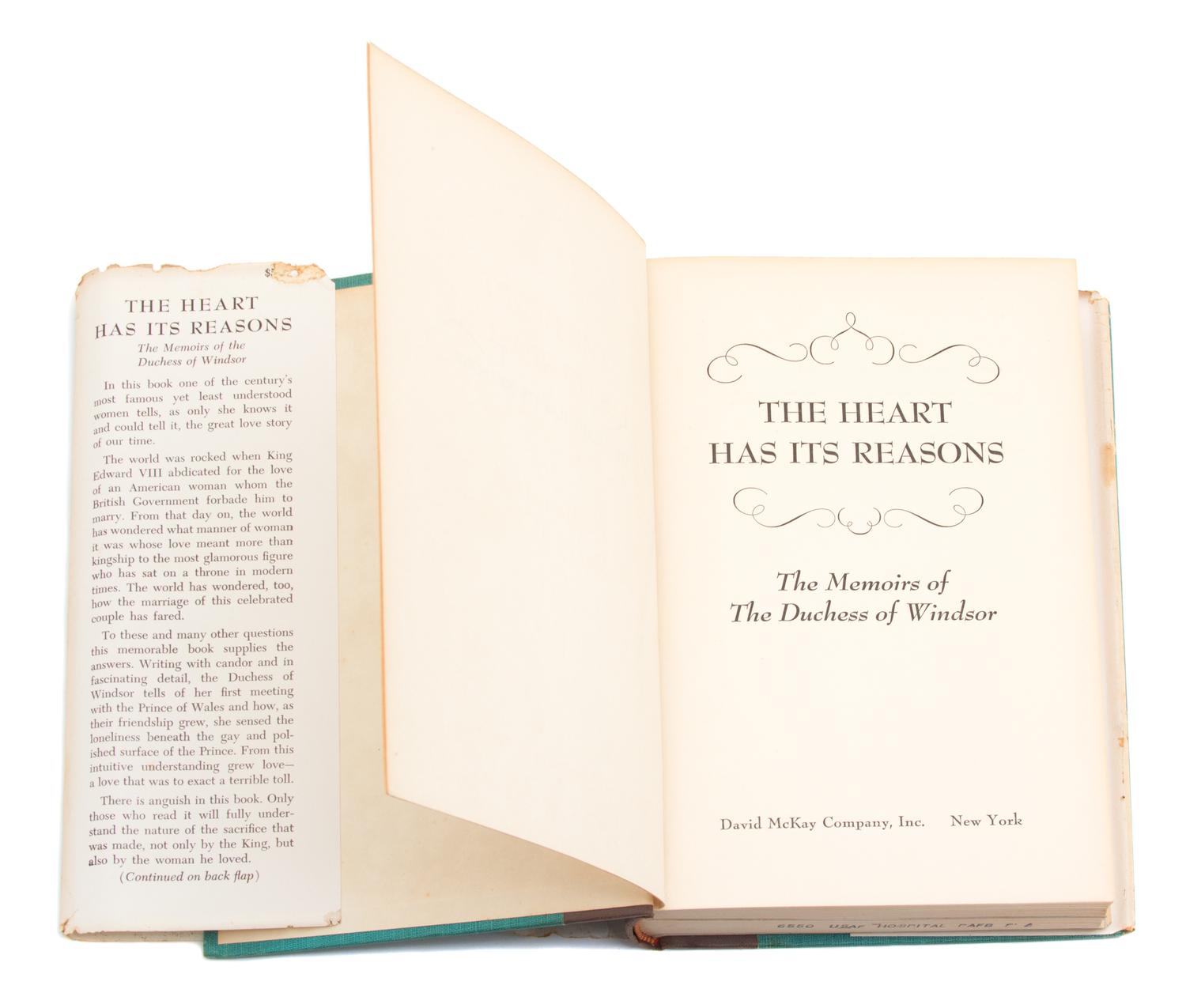 THE DUCHESS OF WINDSOR (1896-1986). The Heart Has It's Reasons.