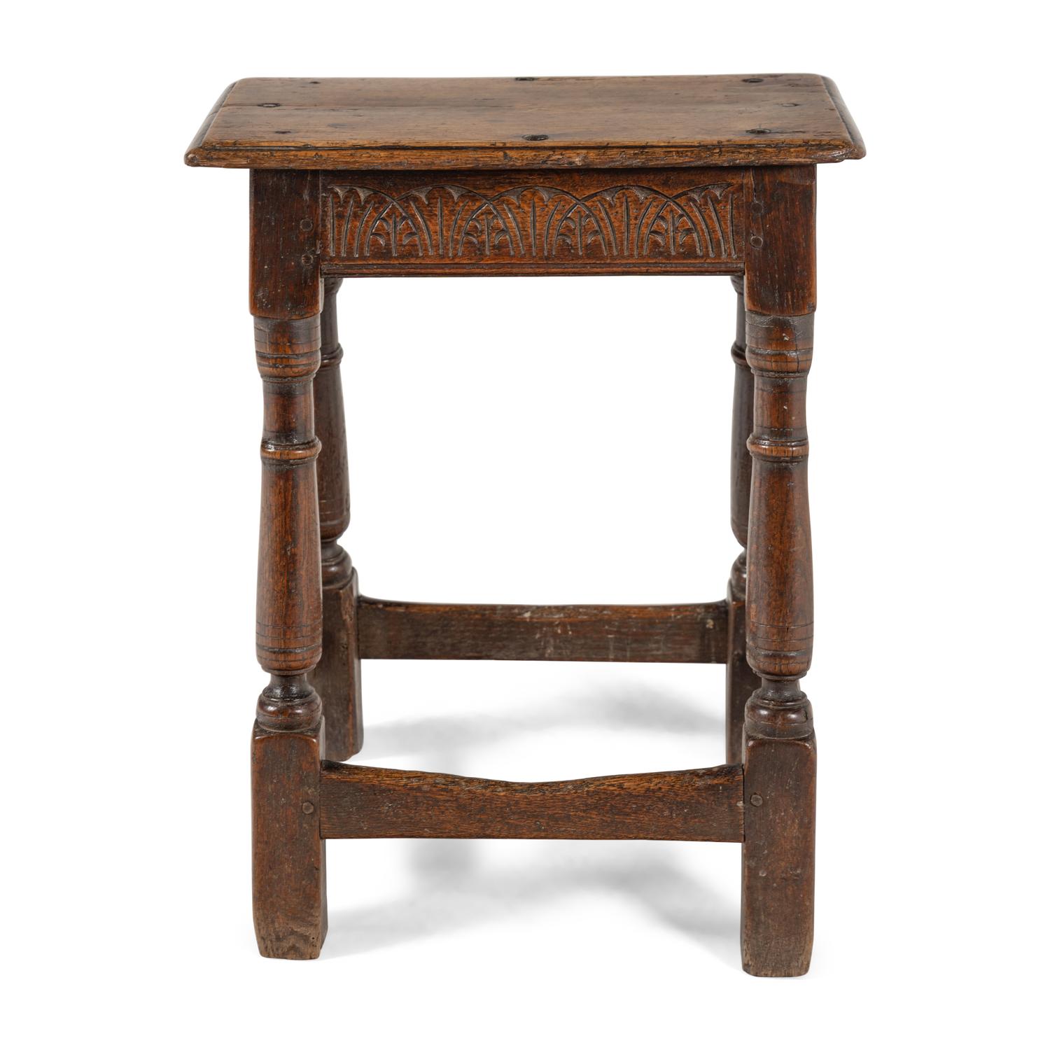 A Charles II Oak Stool