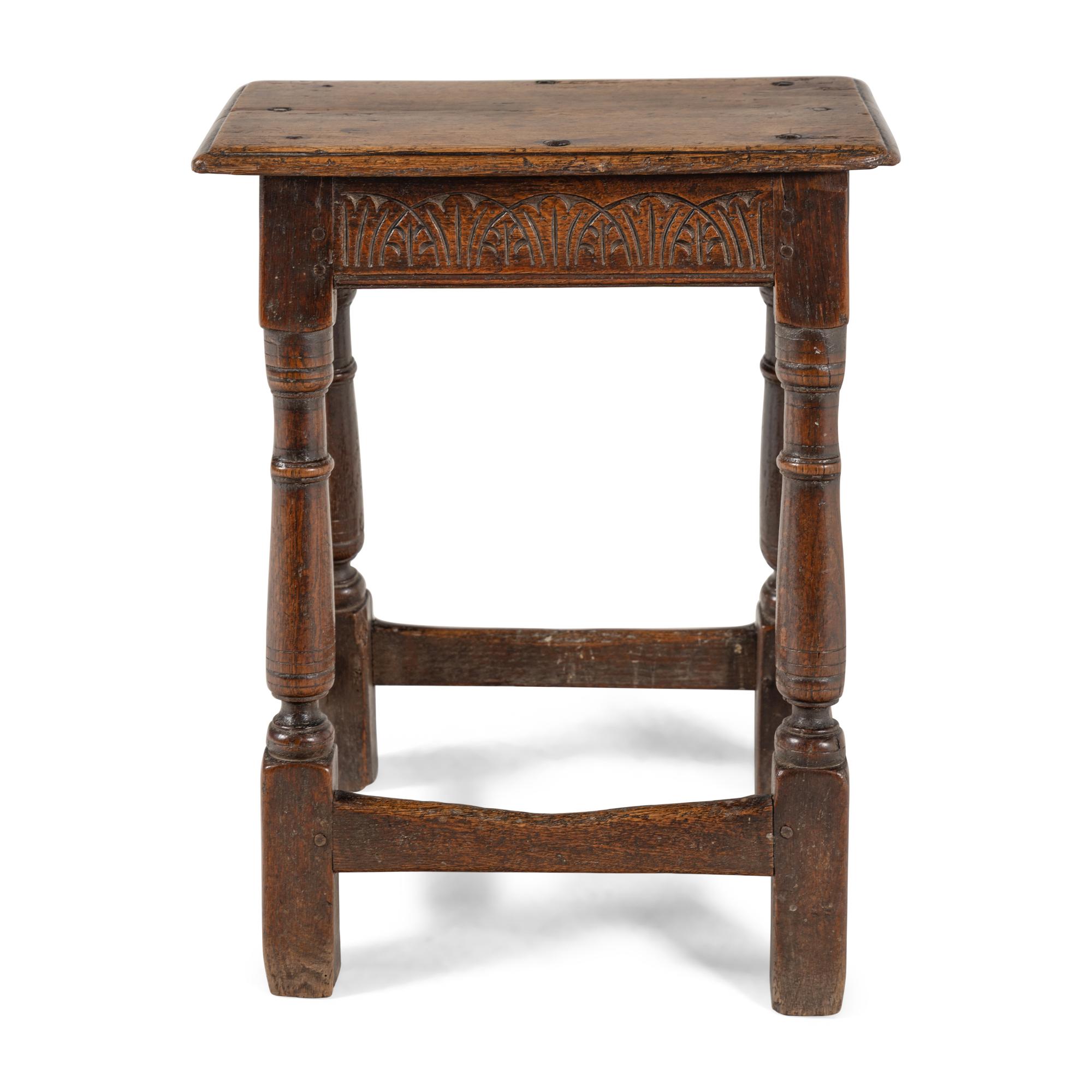 A Charles II Oak Stool
