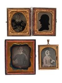 [EARLY PHOTOGRAPHY]. A collection of 19 daguerreotypes, ambrotypes, and tintypes of older women, including: