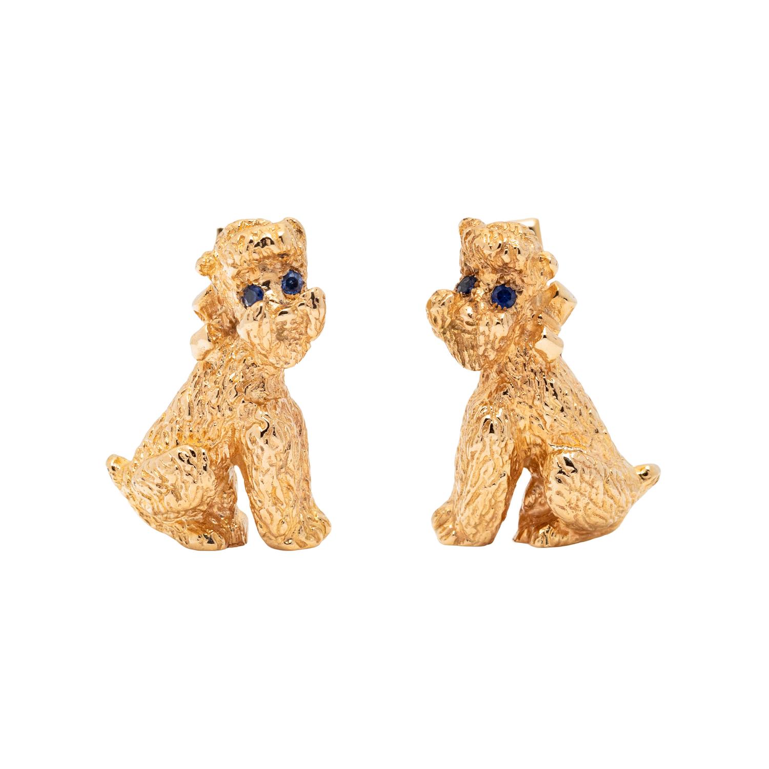 RUSER, YELLOW GOLD POODLE CUFFLINKS