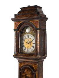 A George I Black and Gilt-Japanned Oak Tall Case Clock