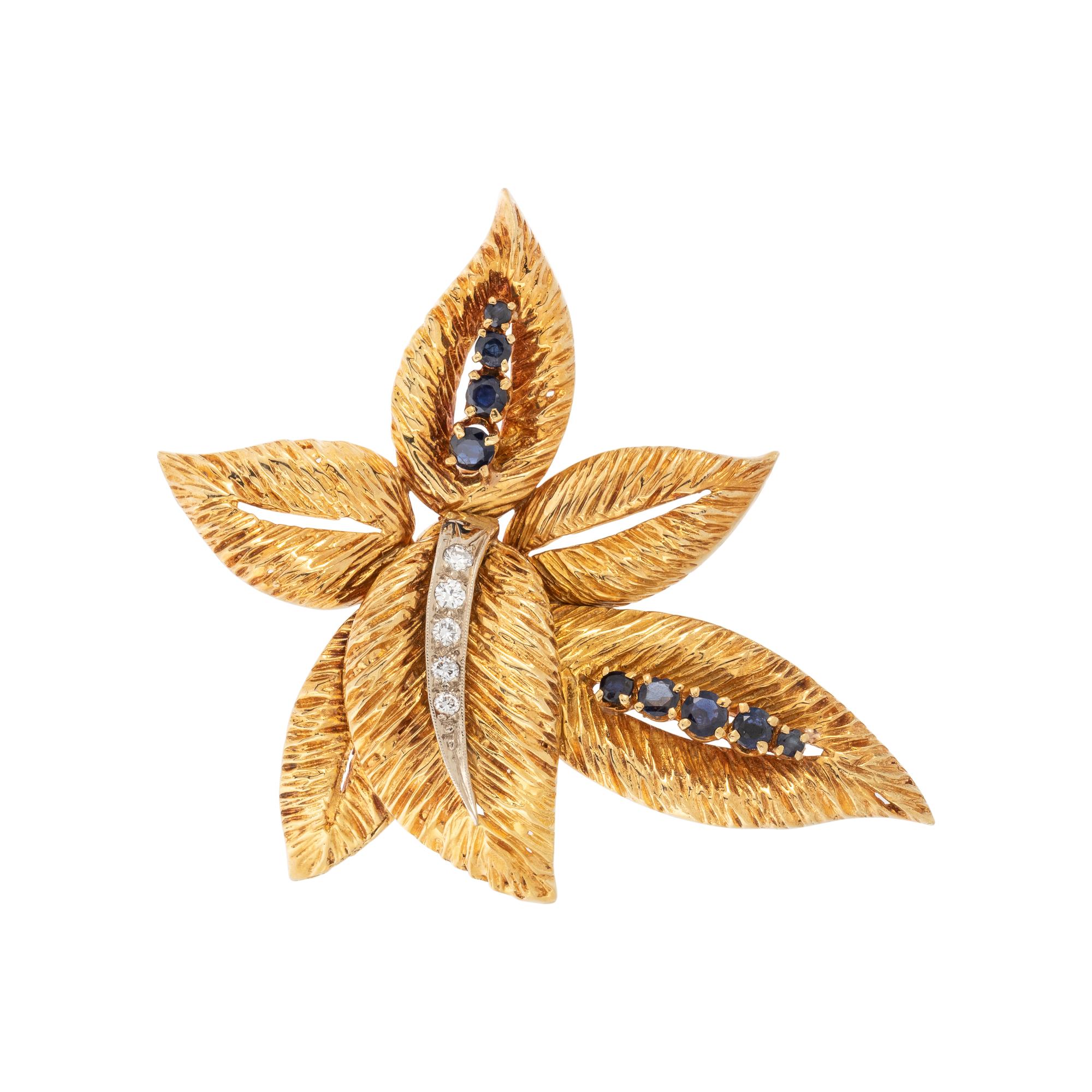 SAPPHIRE AND DIAMOND BROOCH