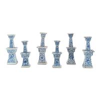 A Set of Six Chinese Porcelain Blue-and-White Candle Holders