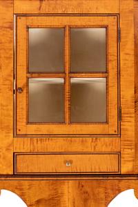 A DR Dimes Tiger Maple Hanging Corner Cabinet