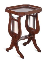 A Continental Mahogany Side Table with Lyriform Supports