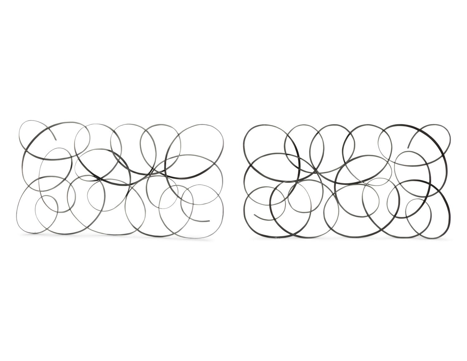 A Pair of Black Painted Metal Wall Panels after Klaus Walk