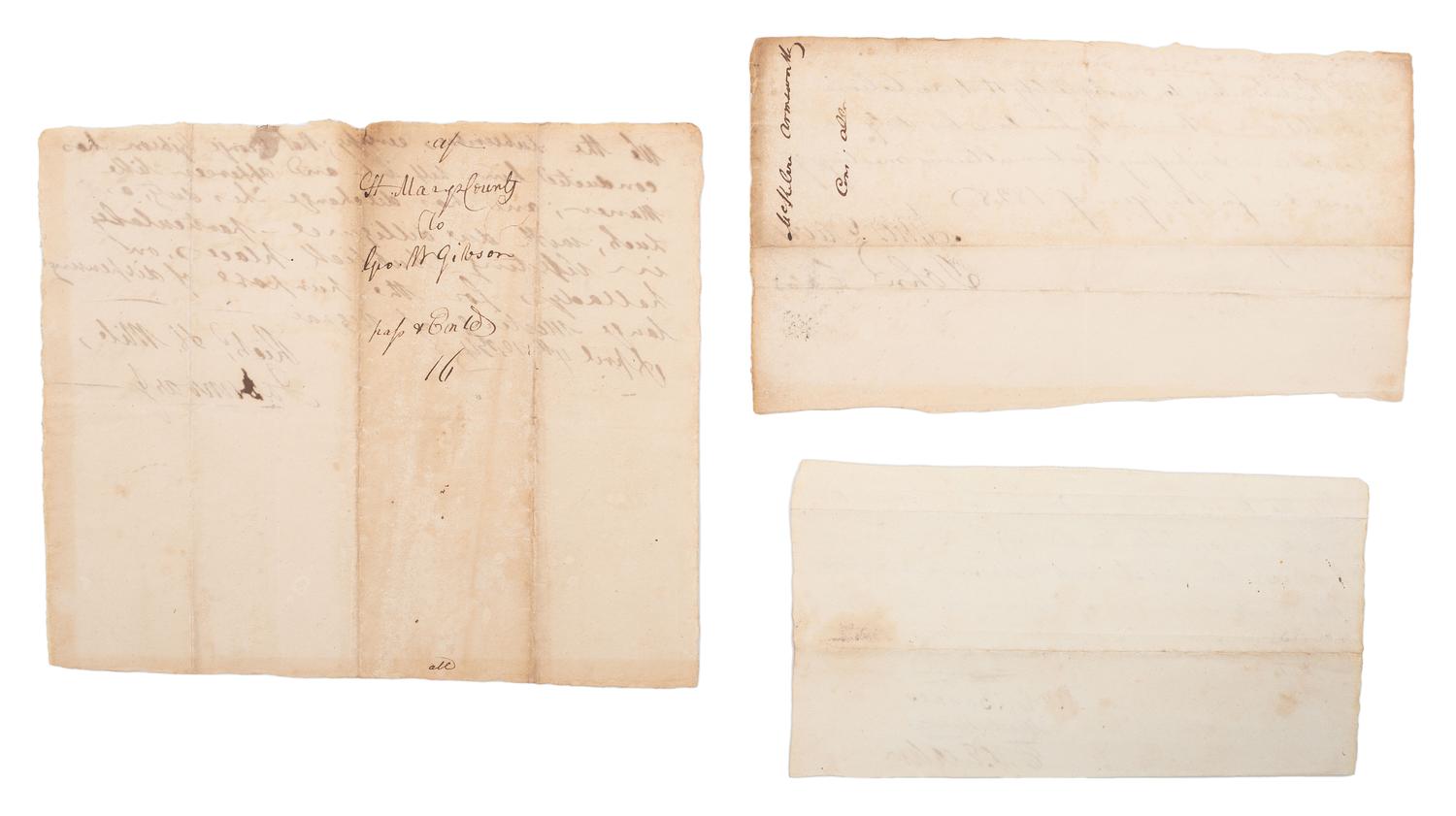 [SLAVERY & ABOLITION]. A group of 3 manuscript statements certifying the work of Maryland constables to suppress "tumultuous meetings" of African Americans. Ca 1820s-1830s.