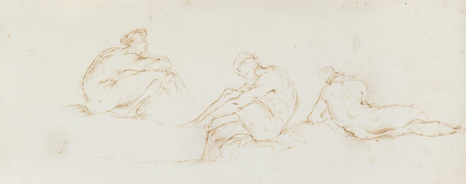 George Richmond, (British, 1809-1896), Three Studies of Seated Nudes