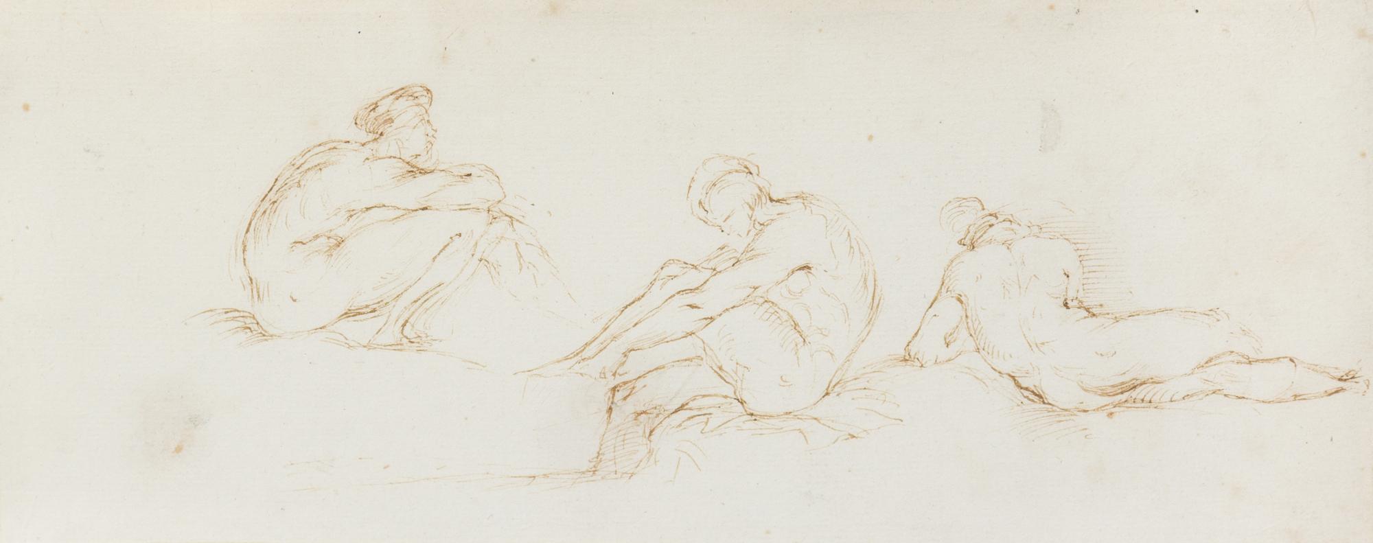 George Richmond, (British, 1809-1896), Three Studies of Seated Nudes