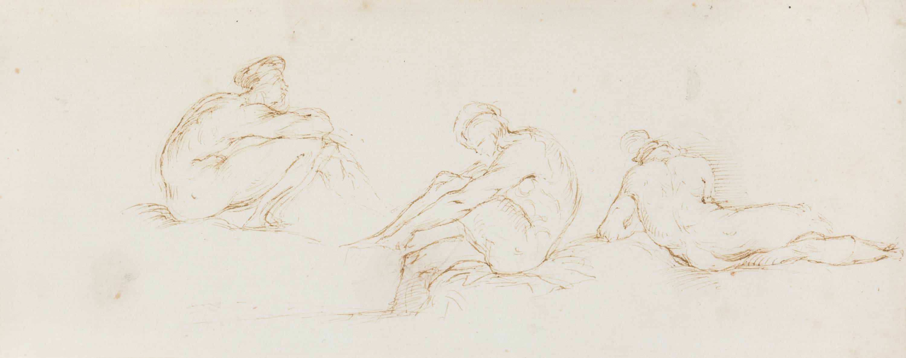 George Richmond, (British, 1809-1896), Three Studies of Seated Nudes
