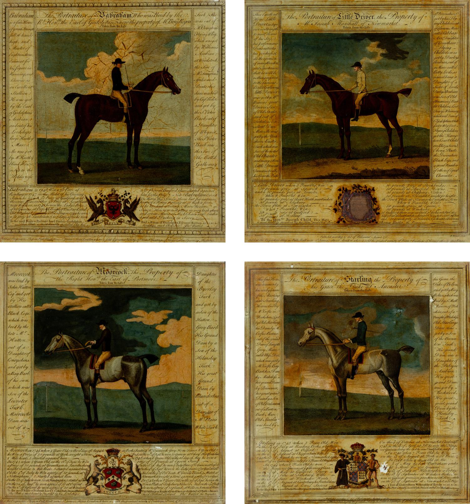 A Set of Four English Mezzotints on Glass