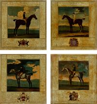 A Set of Four English Mezzotints on Glass