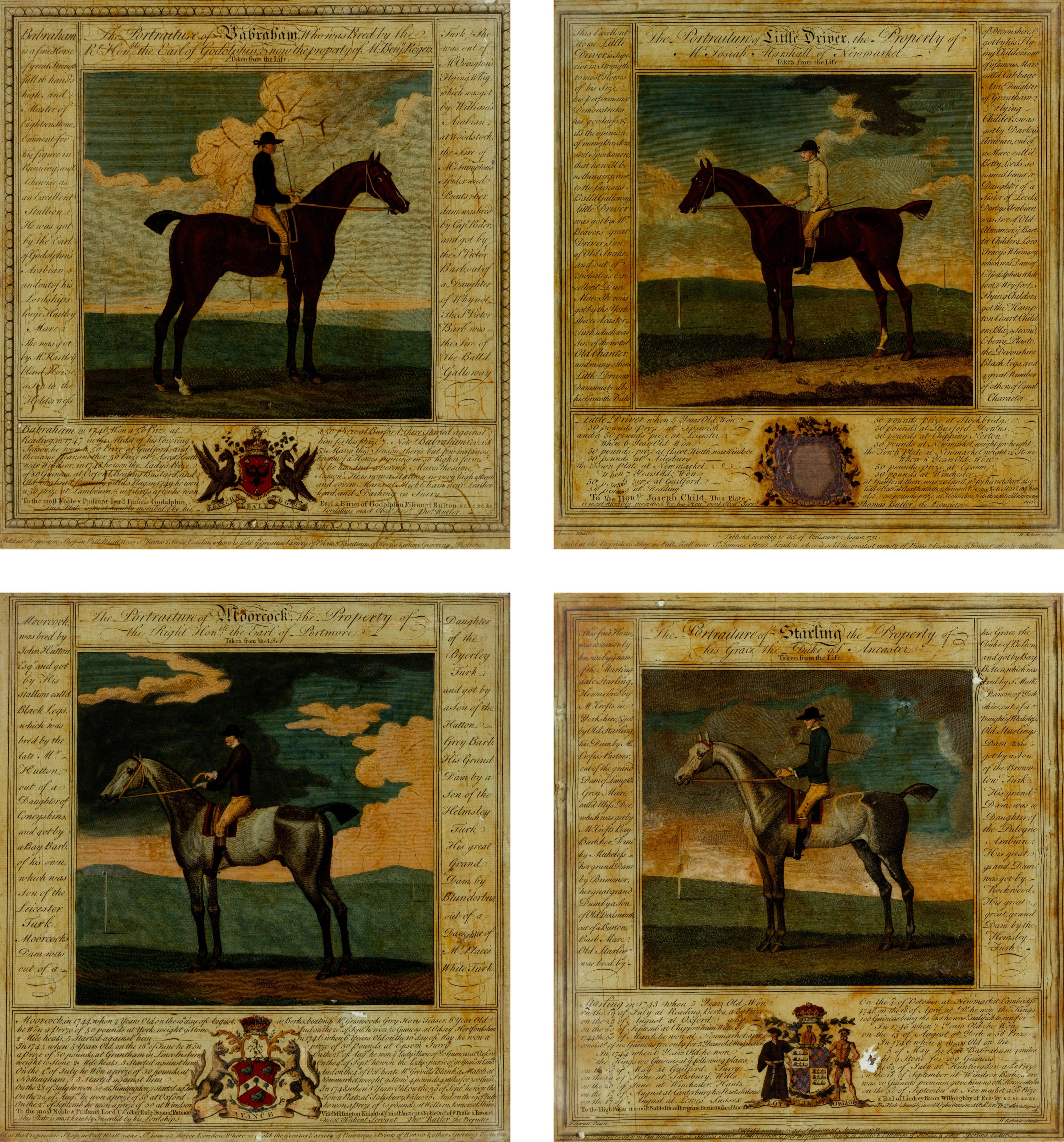 A Set of Four English Mezzotints on Glass