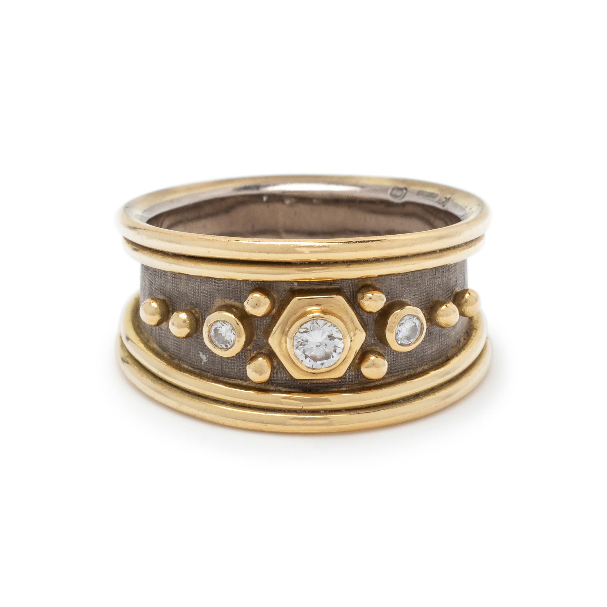ELIZABETH GAGE, GOLD AND DIAMOND RING