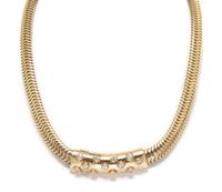 A Yellow Gold and Diamond Tubogas Necklace, Circa 1940, 60.80 dwts.
