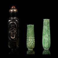 Three Chinese Hardstone Snuff Bottles