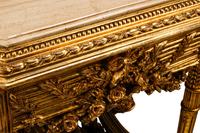 A Pair of Louis XVI Style Giltwood Marble-Top Tables