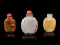 Three Chinese Agate Snuff Bottles