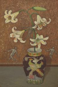 Emma Fordyce MacRae (American, 1887–1974) — Easter Lilly in Black Parrot Vase