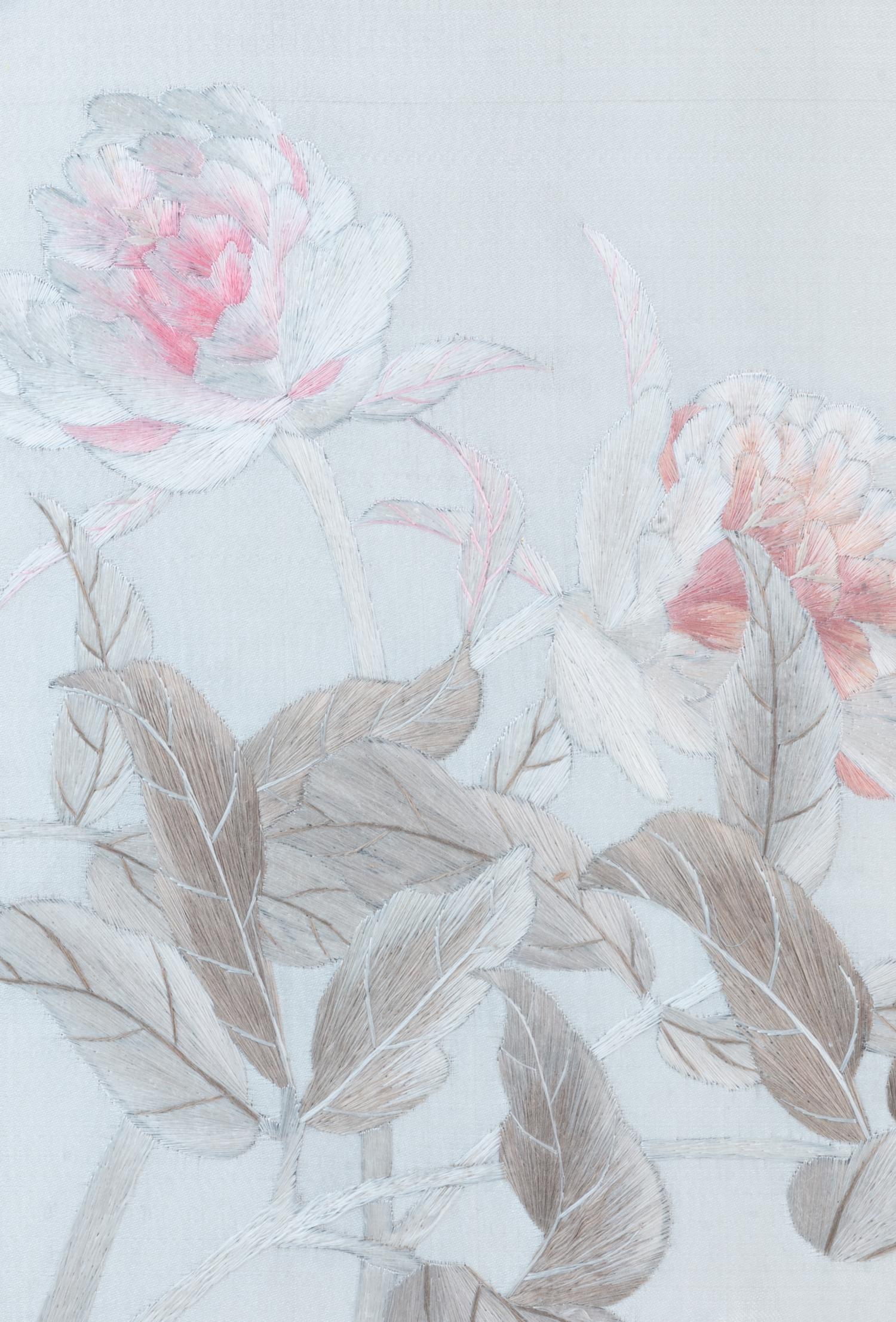 Two Chinese Embroidered Silk Panels