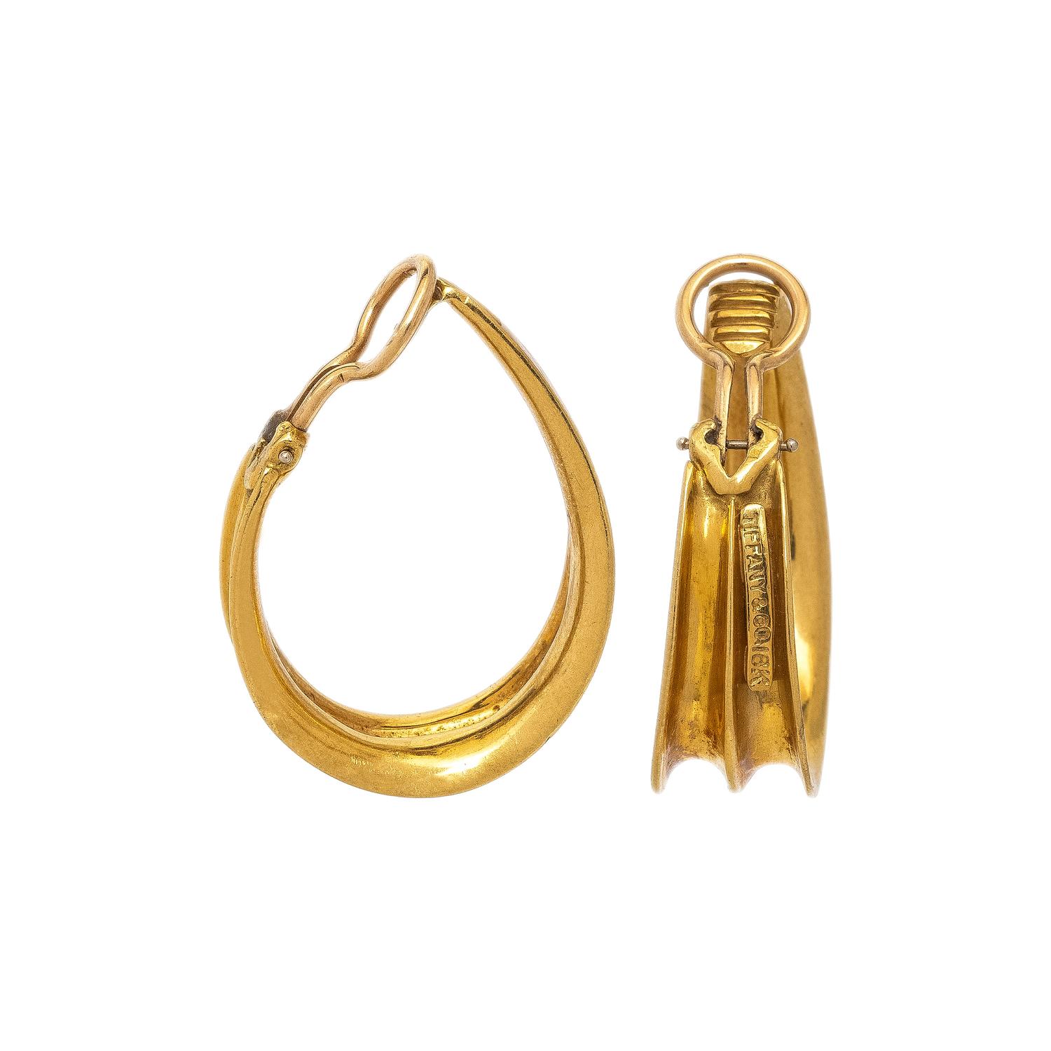 TIFFANY & CO., YELLOW GOLD HOOP EARRINGS