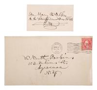 WALKER, Dr. Mary E. (1832-1919). Autograph card signed and her "Proclamation" advocating suffrage.