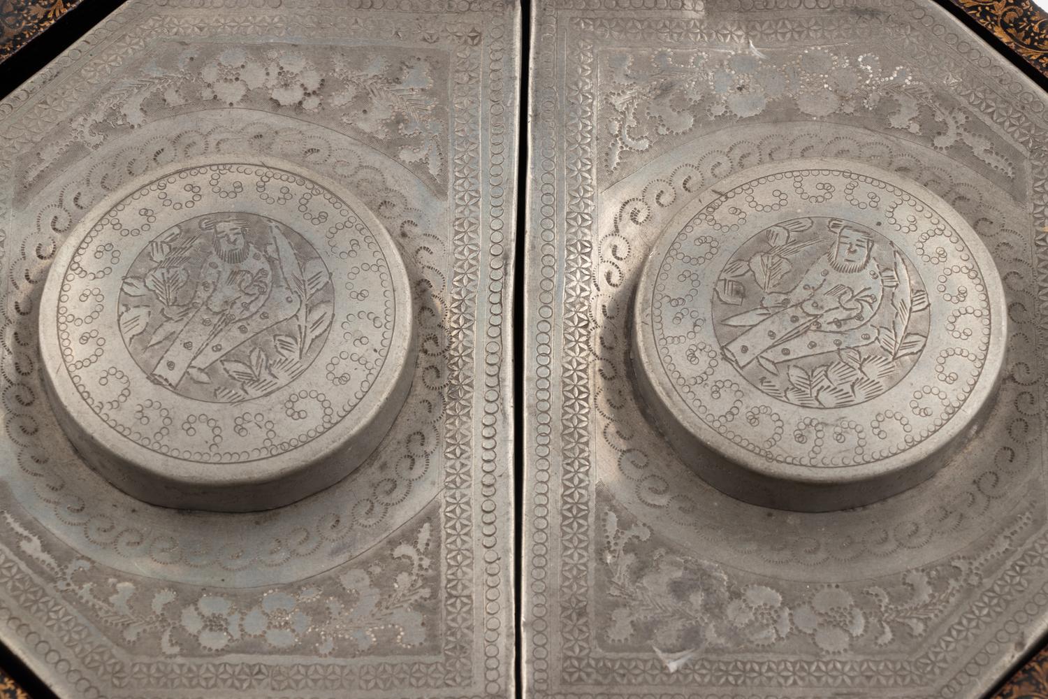 Two Chinese Export Lacquered Tea Caddies