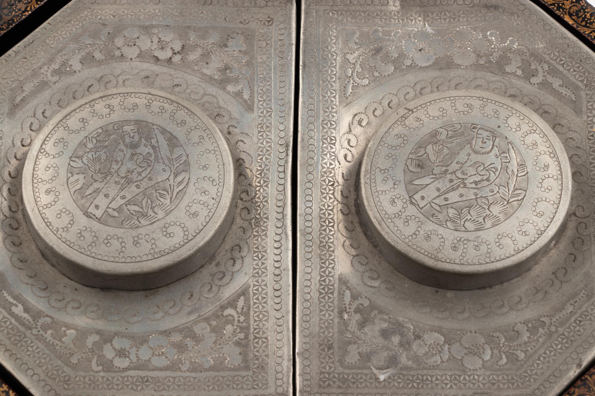 Two Chinese Export Lacquered Tea Caddies