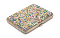 A Russian Silver-Gilt and Enameled Cigarette Case, Nikolai Zugeryev, Moscow, Early 20th Century, the case with polychrome floral and fo
