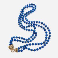 A lapis lazuli, diamond, sapphire, ruby, emerald gold necklace