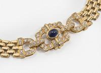 A 14K Yellow Gold, Diamond, and Sapphire Necklace