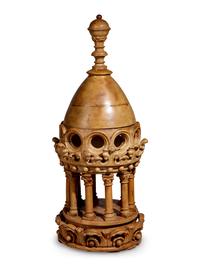 A Continental Carved Wood Model of a Temple