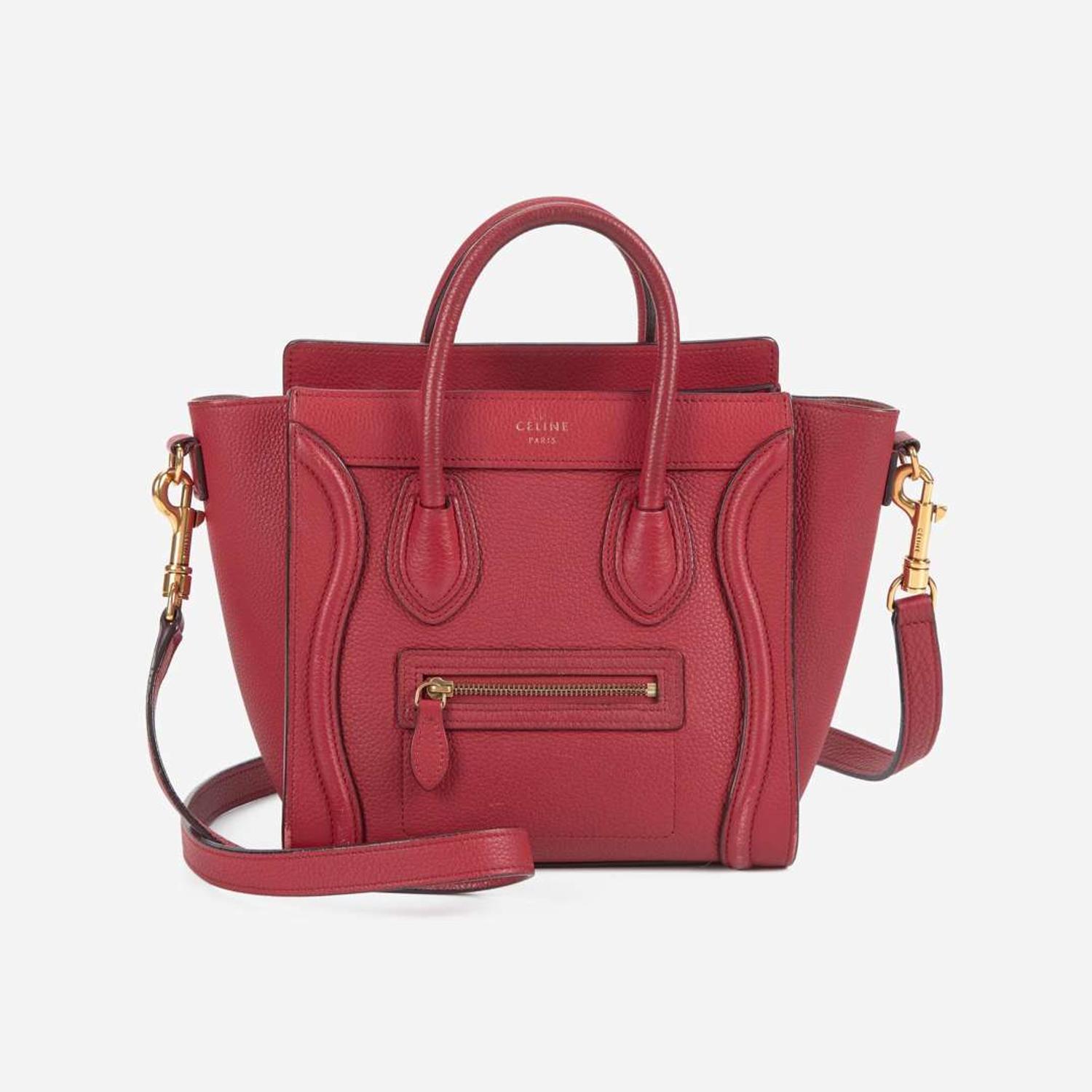 A Celine Nano Luggage Red Leather Handbag Celine