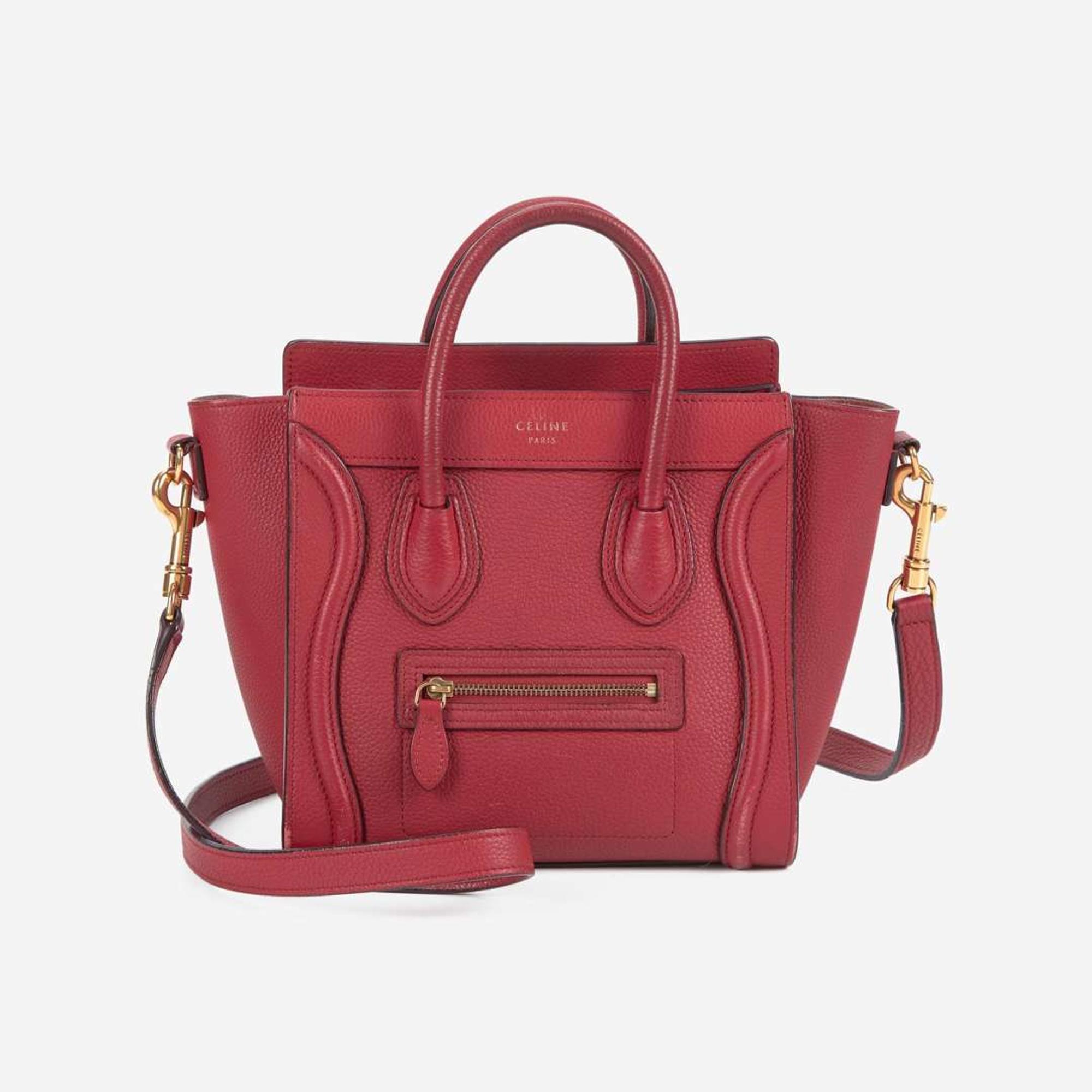 A Celine Nano Luggage Red Leather Handbag Celine