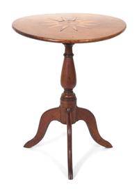 An American Inlaid Tilt-Top Tea Table Height 27 x diameter 21 inches. — 18TH/19TH CENTURY