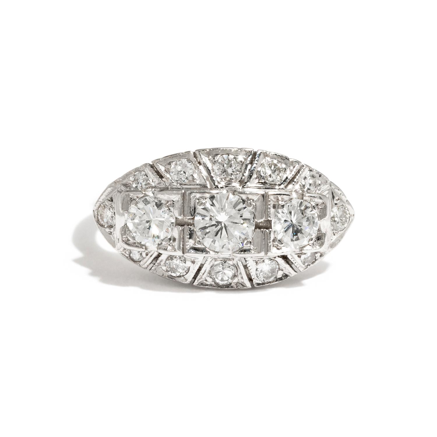 VINTAGE, PLATINUM AND DIAMOND RING