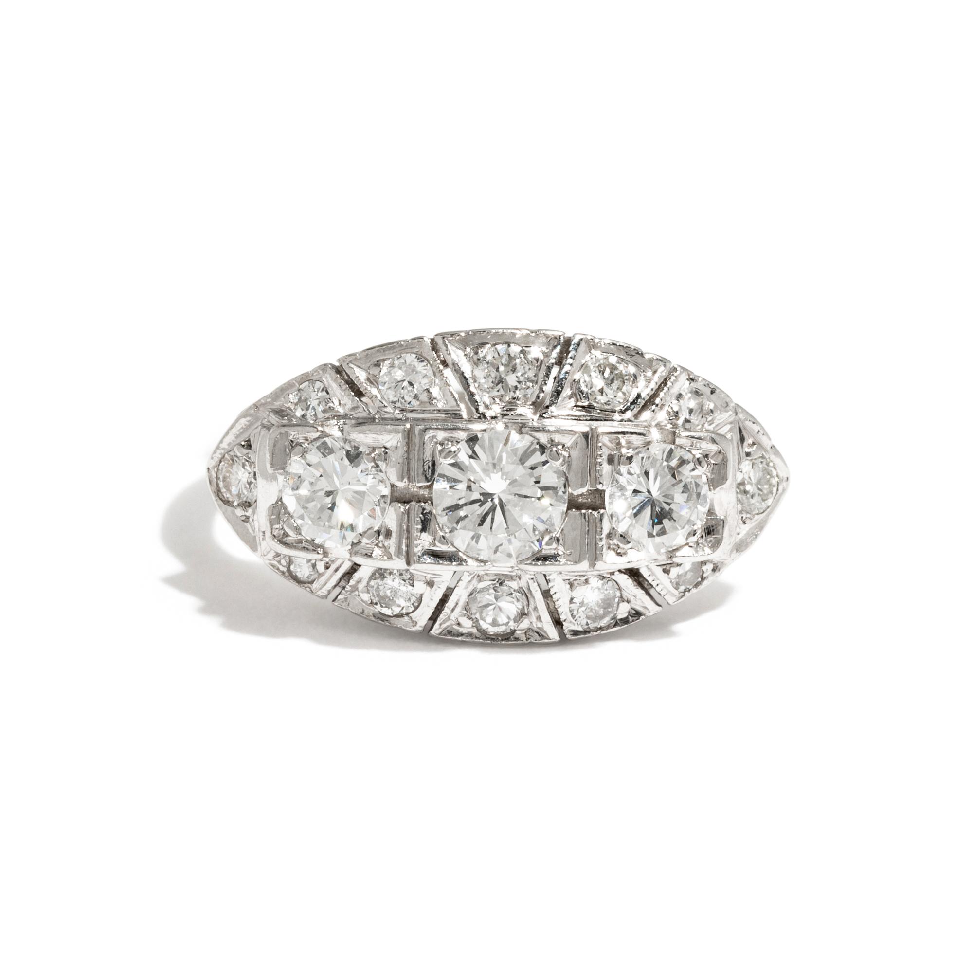 VINTAGE, PLATINUM AND DIAMOND RING