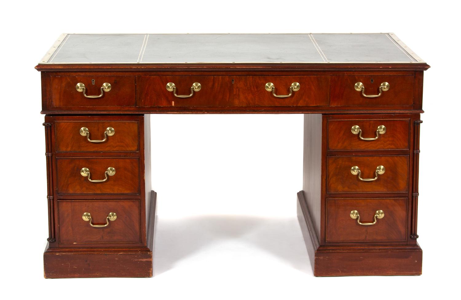 A George III Style Mahogany Pedestal Desk — LATE 19TH CENTURY