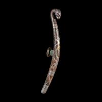 Two Chinese Silver Inlaid Bronze 'Tiger' Belt Hooks, Warring States Period-Qin Dynasty 戰國-秦 虎首錯金銀帶 鉤 兩件