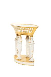 A Paris Porcelain Egyptian Revival Parcel Gilt Bisque Porcelain Centerpiece
