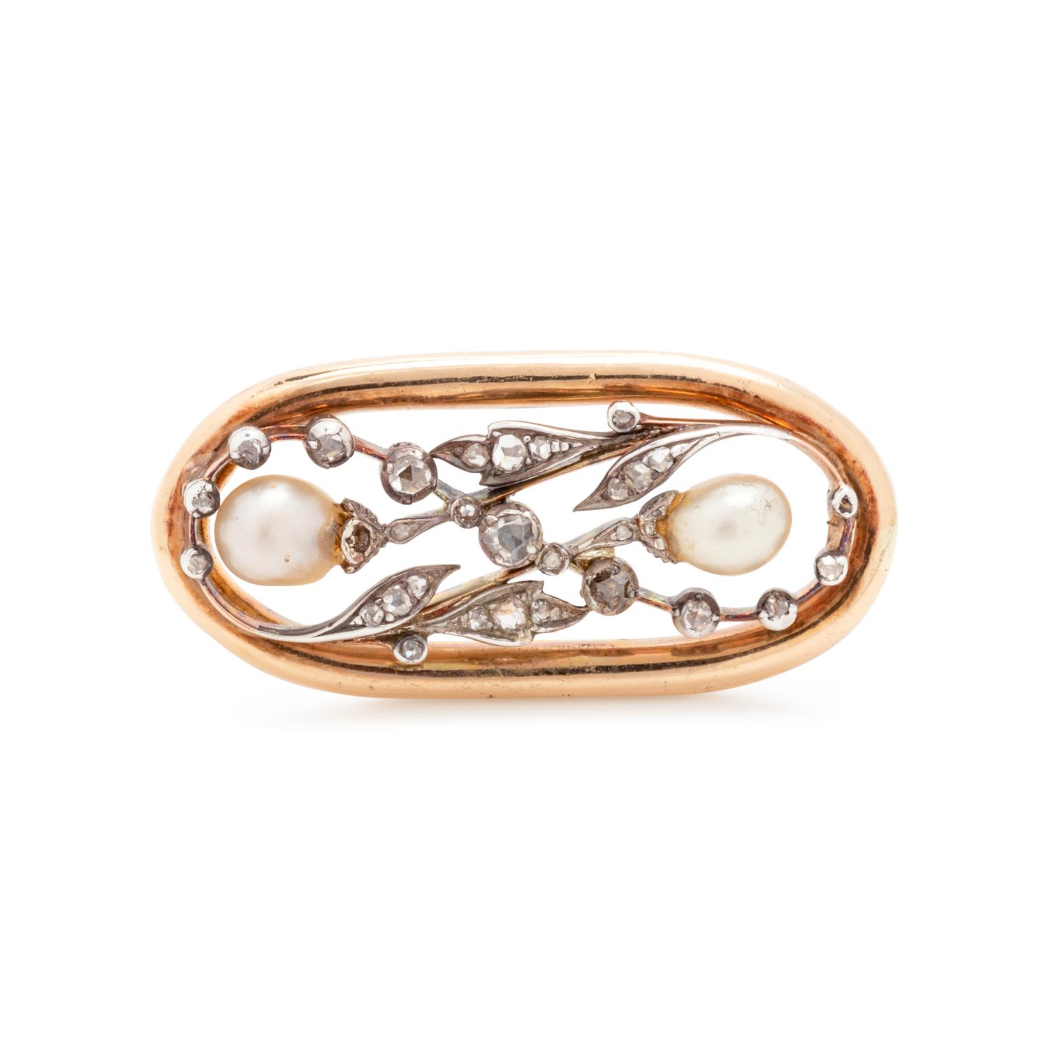 ANTIQUE, DIAMOND AND PEARL BROOCH