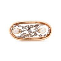 ANTIQUE, DIAMOND AND PEARL BROOCH