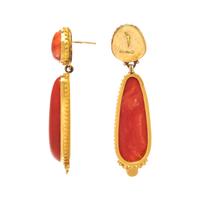 LUNA FELIX GOLDSMITH, YELLOW GOLD AND CORAL EARRINGS