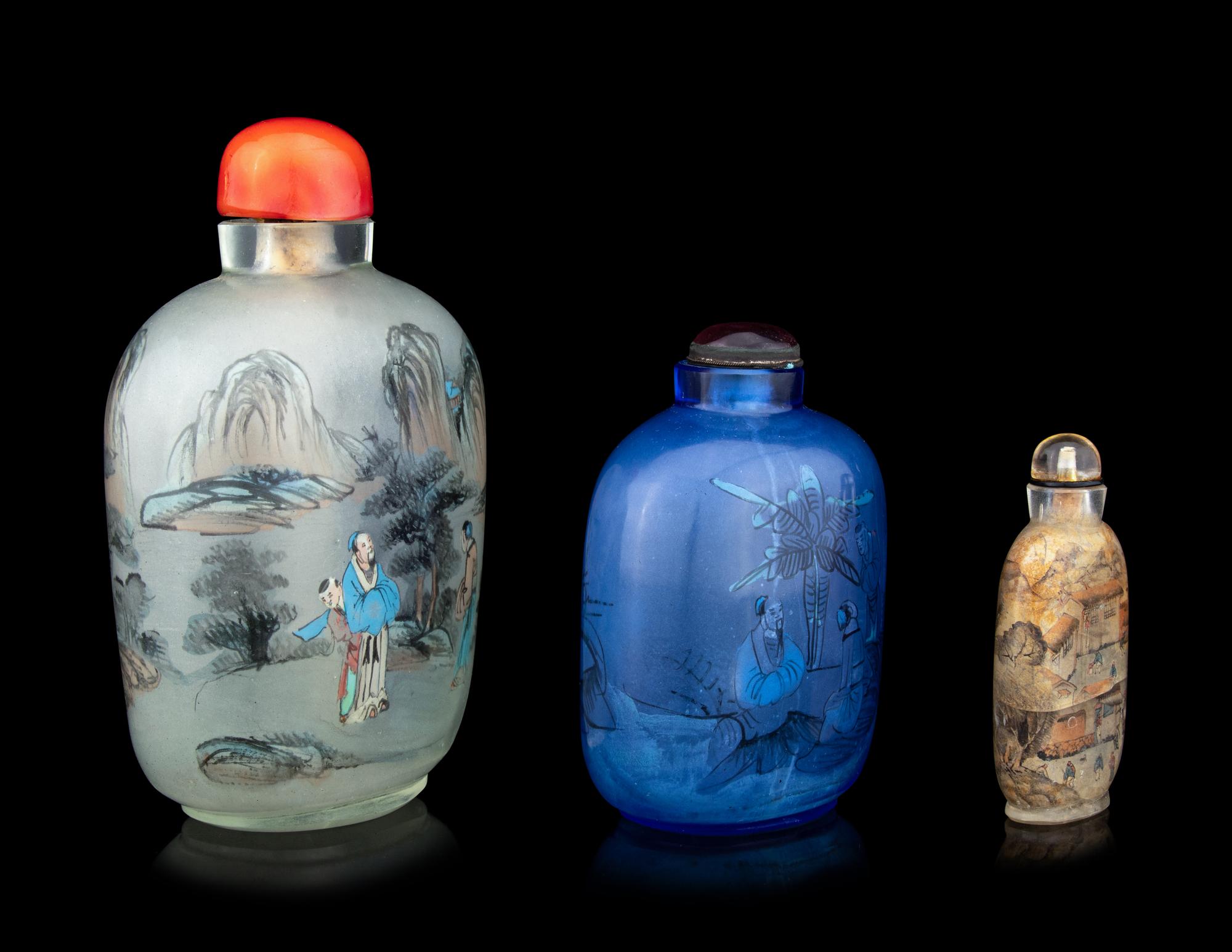 Three Chinese Inside Painted Glass Snuff Bottles