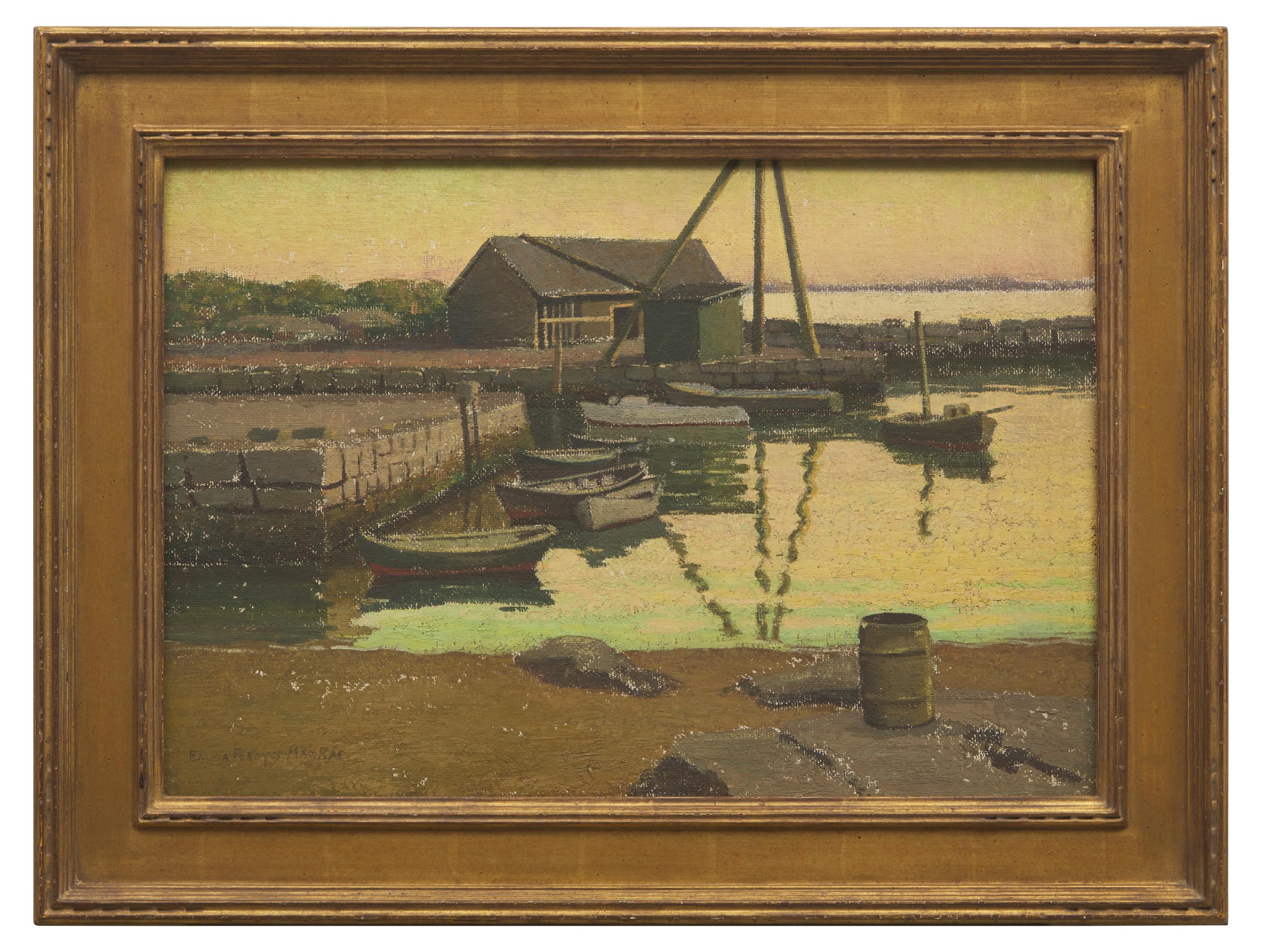 Emma Fordyce MacRae (American, 1887–1974) — Slacktime at Ebb Tide (Pigeon Cove) , 1961