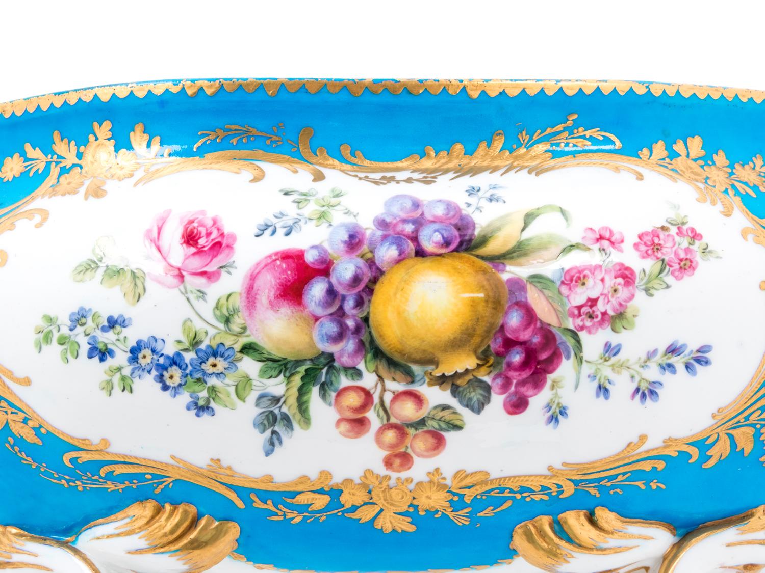 A Sèvres Painted and Parcel Gilt Turquoise-Ground Porcelain Covered Tureen