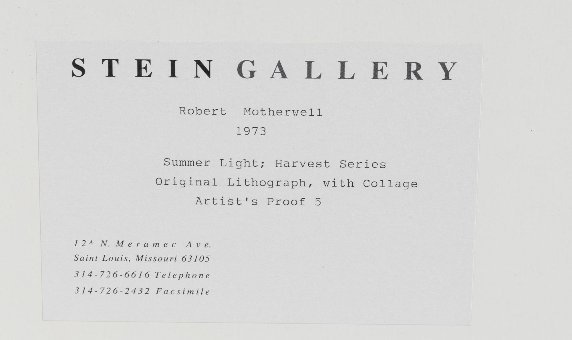 Summer Light Series: Harvest, with Blue Shadow , 1973