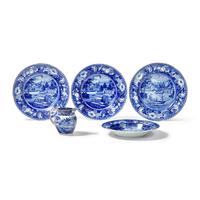 A Group of Staffordshire Historical Blue The Dam and Waterworks Philadelphia Transferware