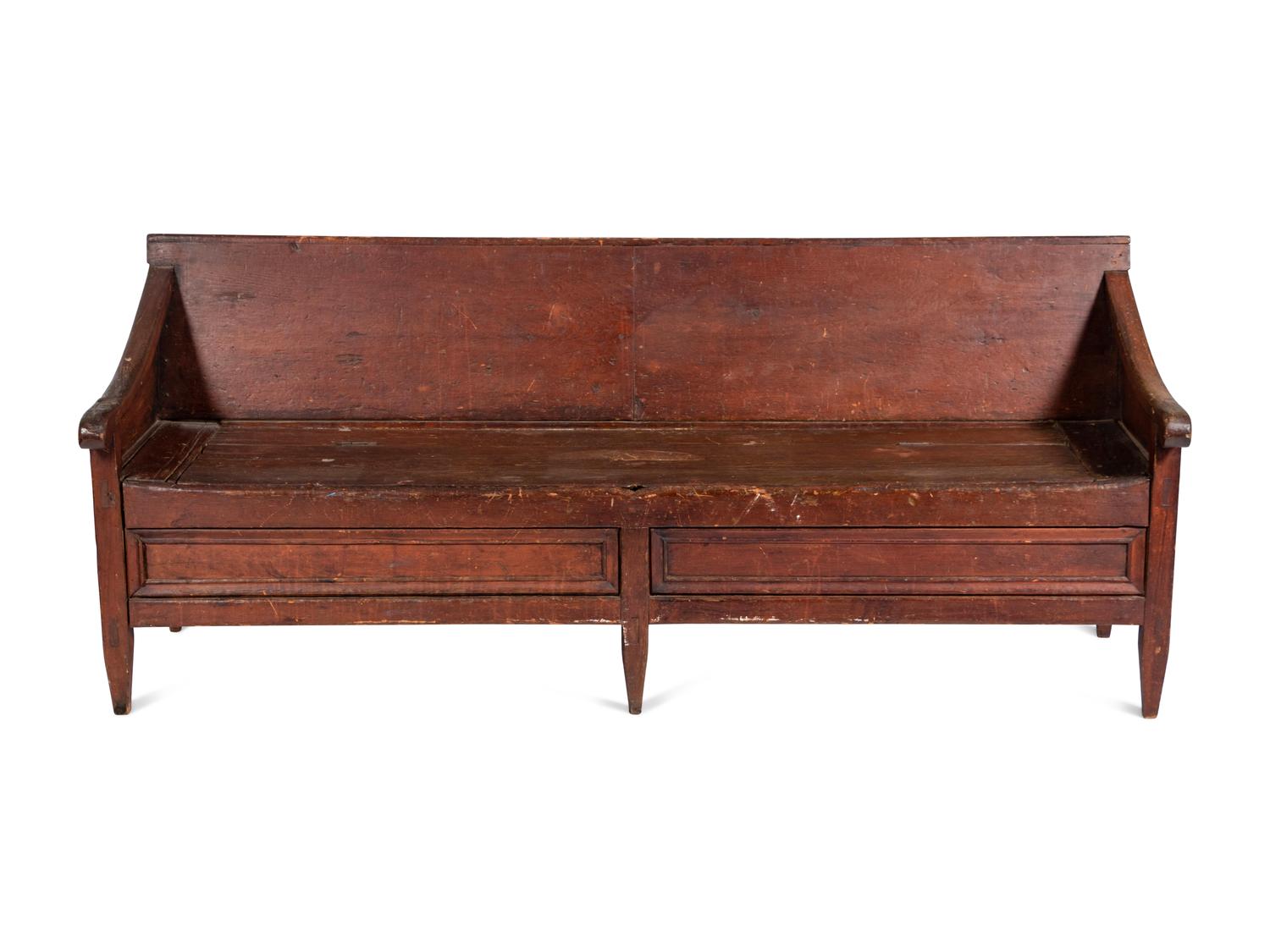 A Country Painted Pine Storage Bench